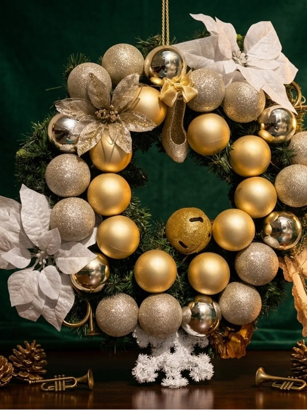 Elegant Gold and Silver Holiday Wreath - Made by me